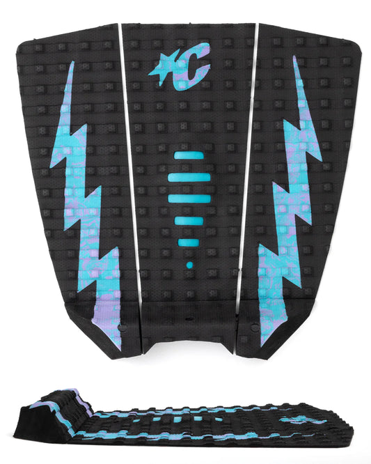 tapete de 3 piezas MICK EUGENE FANNING SIGNATURE PAD | SMALL WAVE - Remolino de lavanda azul fluorescente negro